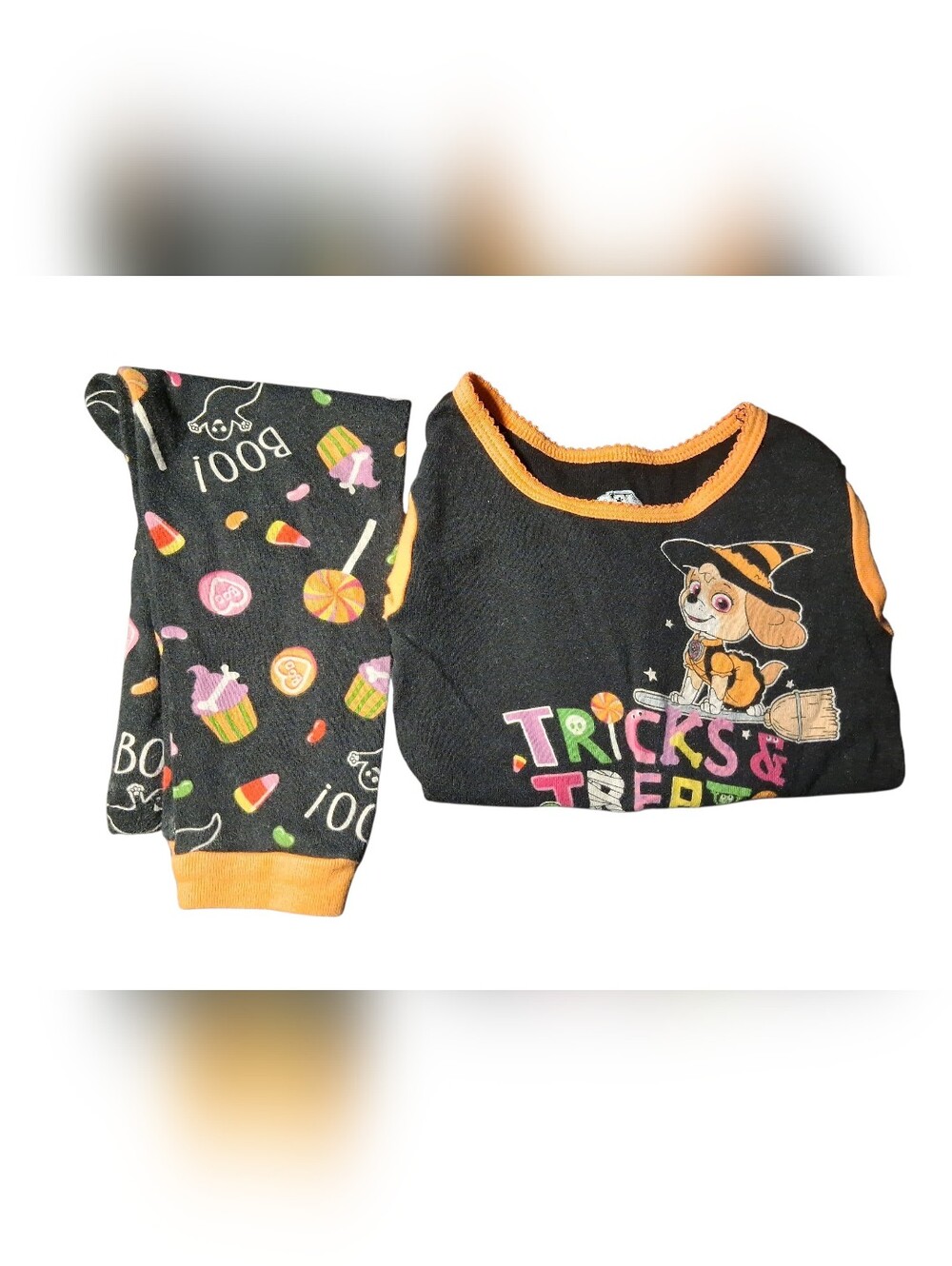 Paw Patrol Kids Halloween Pajama Set Black and Orange